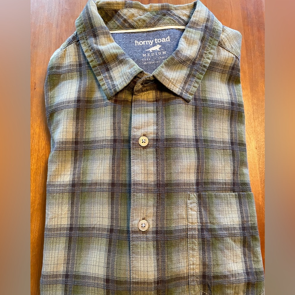 Horny Toad - 100% Organic Cotton - olive green/brown tones - Picture 1 of 8
